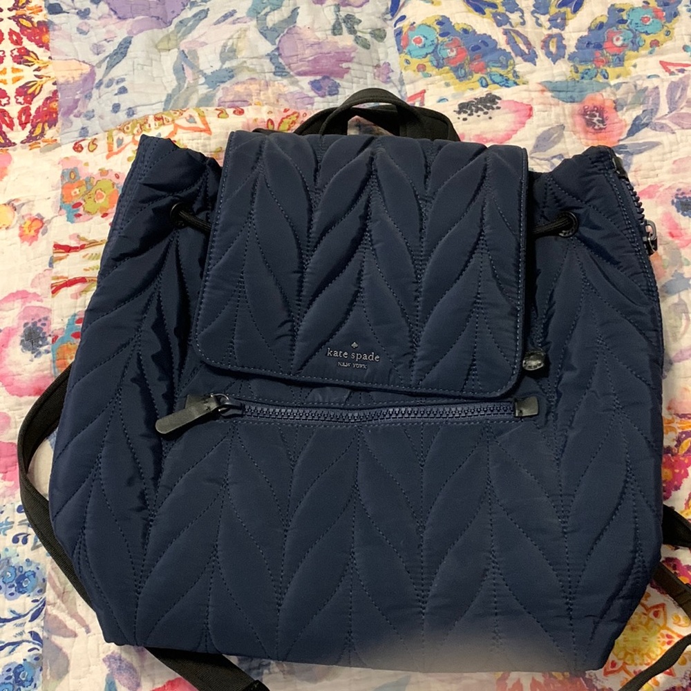 Kate Spade ♠️ Navy Blue nylon book bag. Two exterior zip pockets.